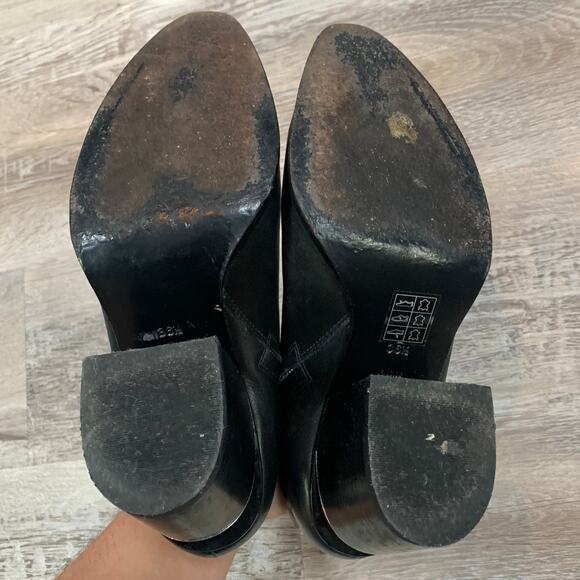 Alexander Wang Gabi Black Leather Booties 6.5 Silver Cutout Heel Ankle Boots - Picture 6 of 9